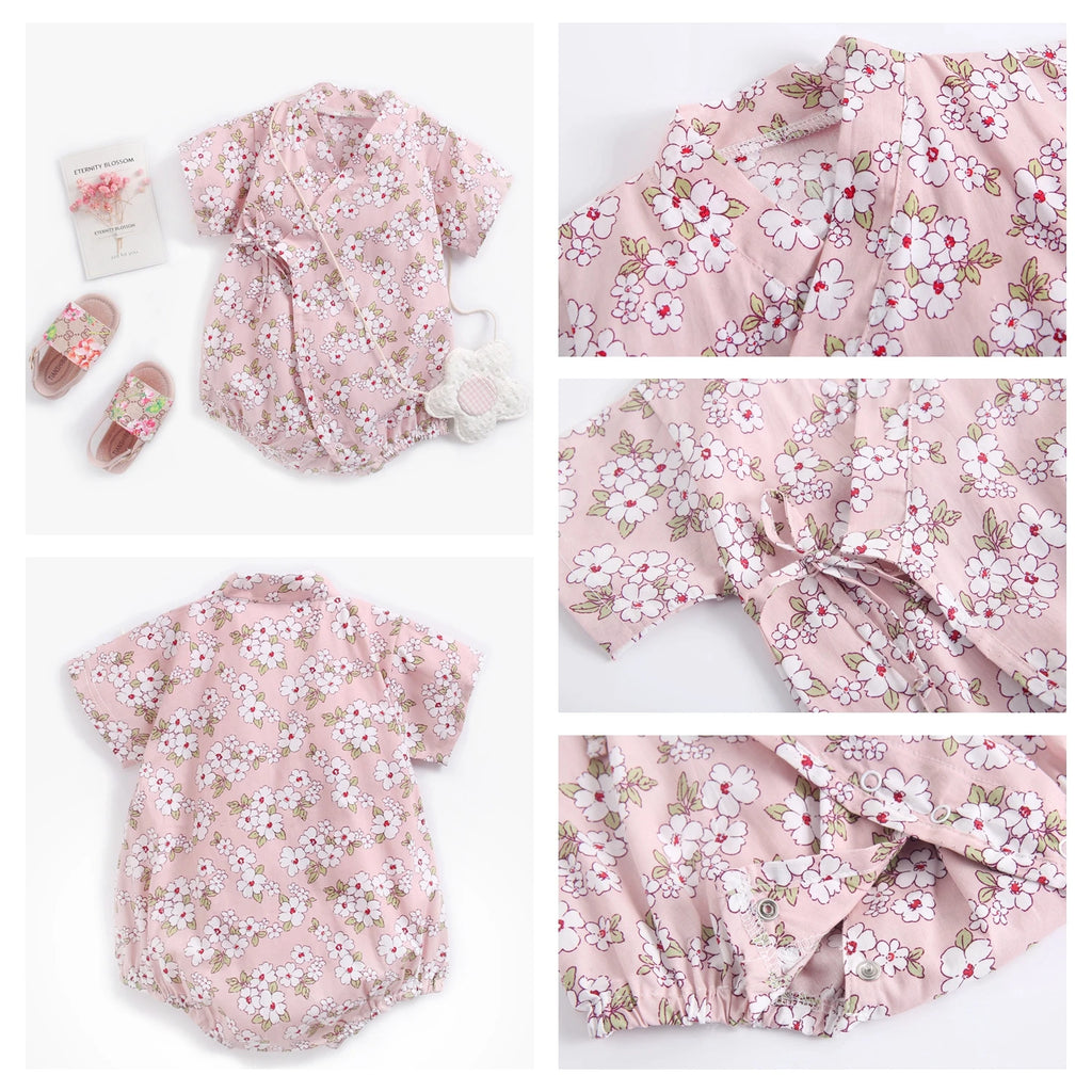 Sanlutoz-monos florales para niñas, ropa de algodón para bebés, monos bonitos para bebés recién nacidos, manga corta
