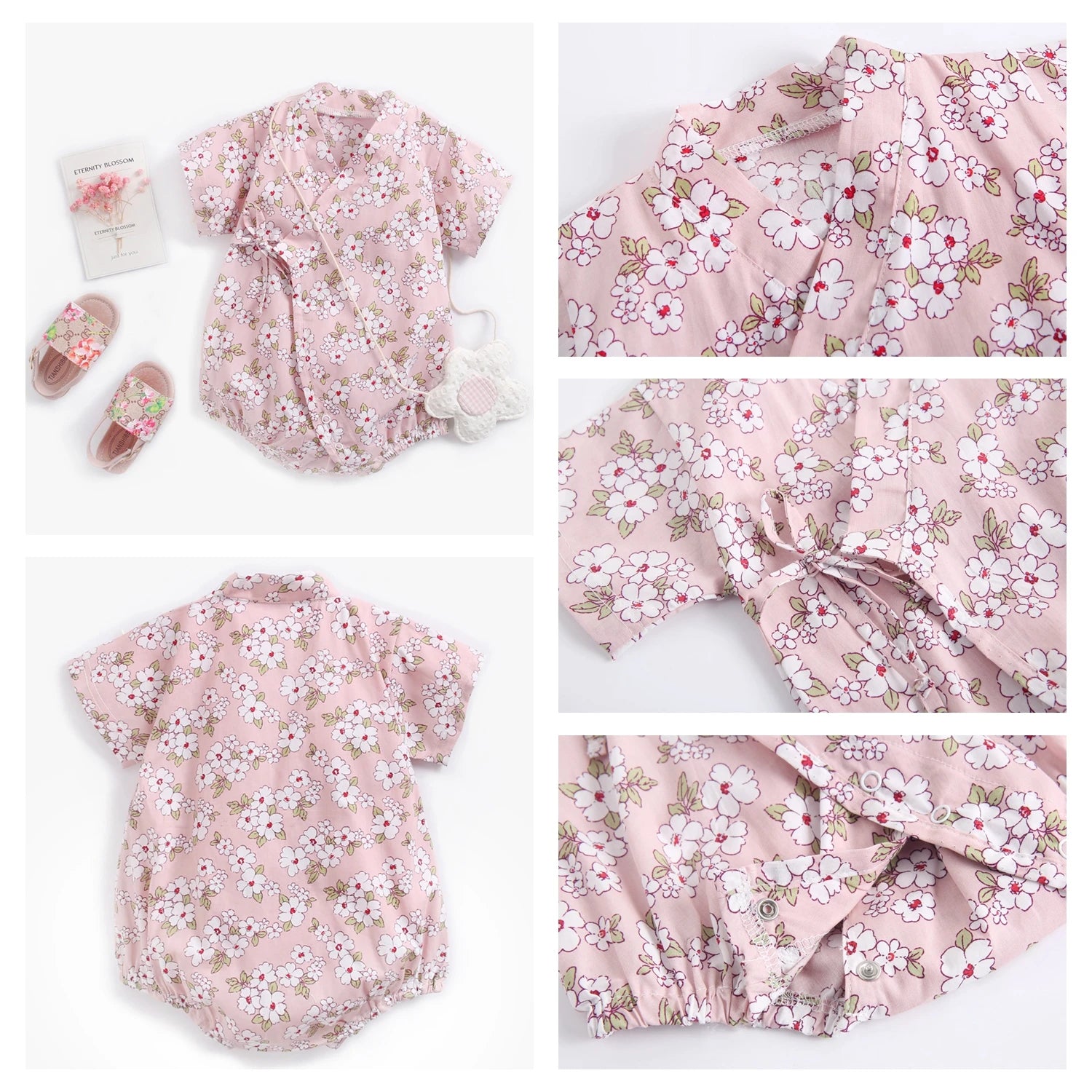 Sanlutoz-monos florales para niñas, ropa de algodón para bebés, monos bonitos para bebés recién nacidos, manga corta