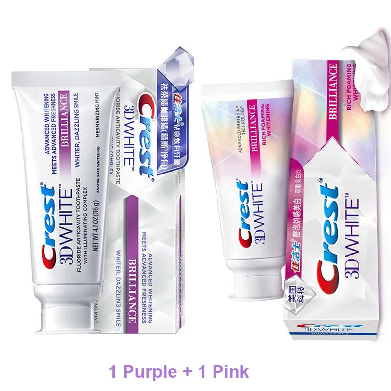 Crema dental Crest 3D, blanqueador de dientes, esmalte seguro vibrante, exprimidores de tubo de menta, 3 tipos de pasta de dientes