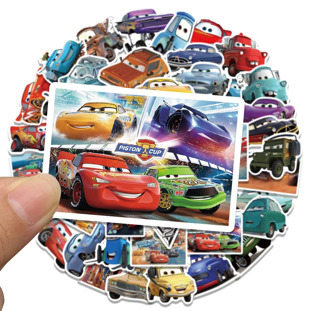 10/30/50 Uds. Disney coches de dibujos animados relámpago McQueen pegatinas monopatín DIY nevera motocicleta equipaje coche pegatina impermeable juguete