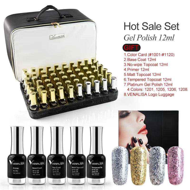 Venalisa-esmalte de Gel con purpurina, laca de Gel UV LED para manicura de uñas, autonivelante, supertextura, capa superior templada Nowipe, 12ml