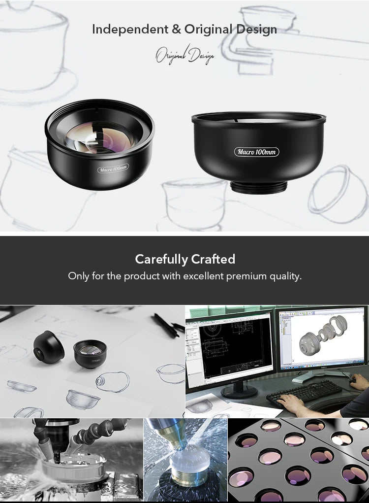 APEXEL nueva llegada 4k HD 100mm macro Micro lente con filtro CPL abrazadera multifuncional para iPhone Samsung y todos los teléfonos inteligentes