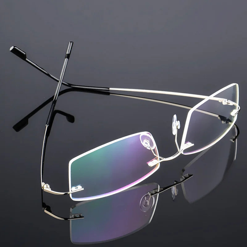 Gafas para miopía sin marco para hombre y mujer, lentes superelásticas con revestimiento verde, montura ultraligera, sin montura, 1,0-1,5-2,0 To-5,5