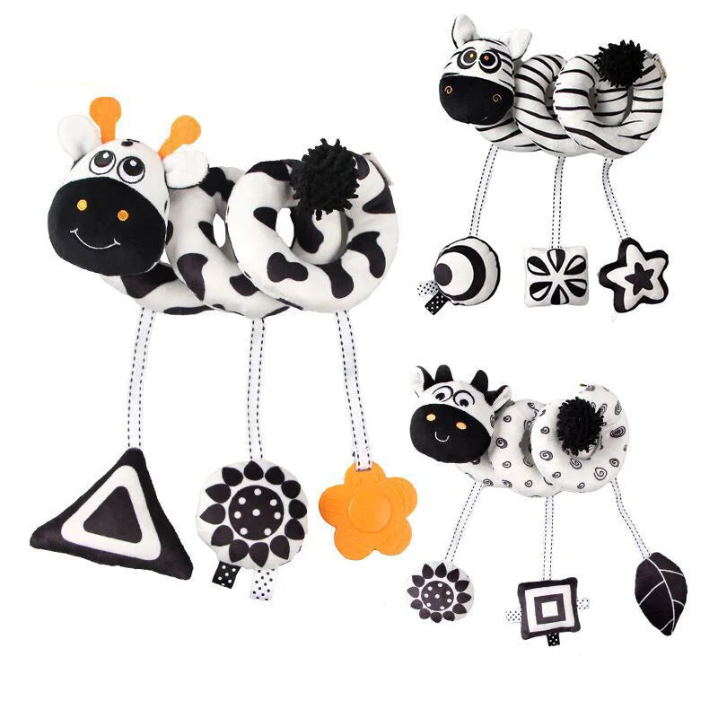 Sonajero de peluche sensorial para bebé, cochecito de juguete, juguetes colgantes móviles musicales, sonajeros móviles para bebés, juegos para recién nacidos de 0 a 6 y 12 meses