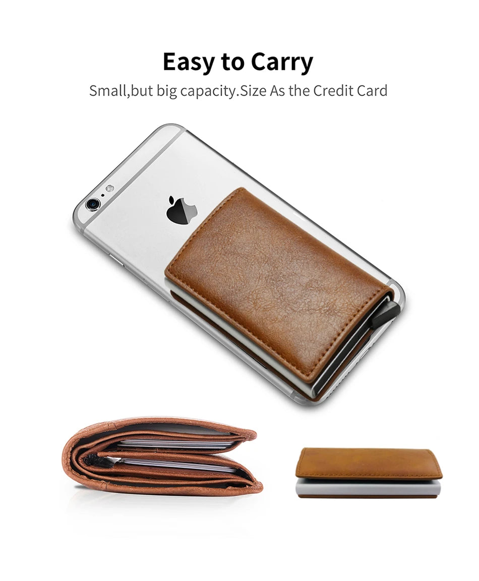 Cartera de aluminio Rfid para hombre, tarjeteros, monedero de fibra de carbono para hombre, cartera inteligente delgada de negocios, tarjetero de crédito, funda, soporte para notas