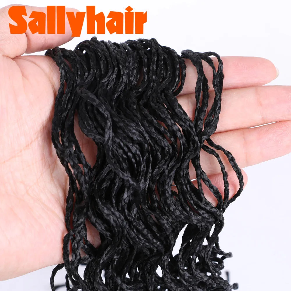 Sallyhair-trenzas sintéticas Zizi Box, trenzas delgadas de ganchillo, cabello Eunice, extensiones de cabello trenzado Zizi de colores, cabello marrón y negro