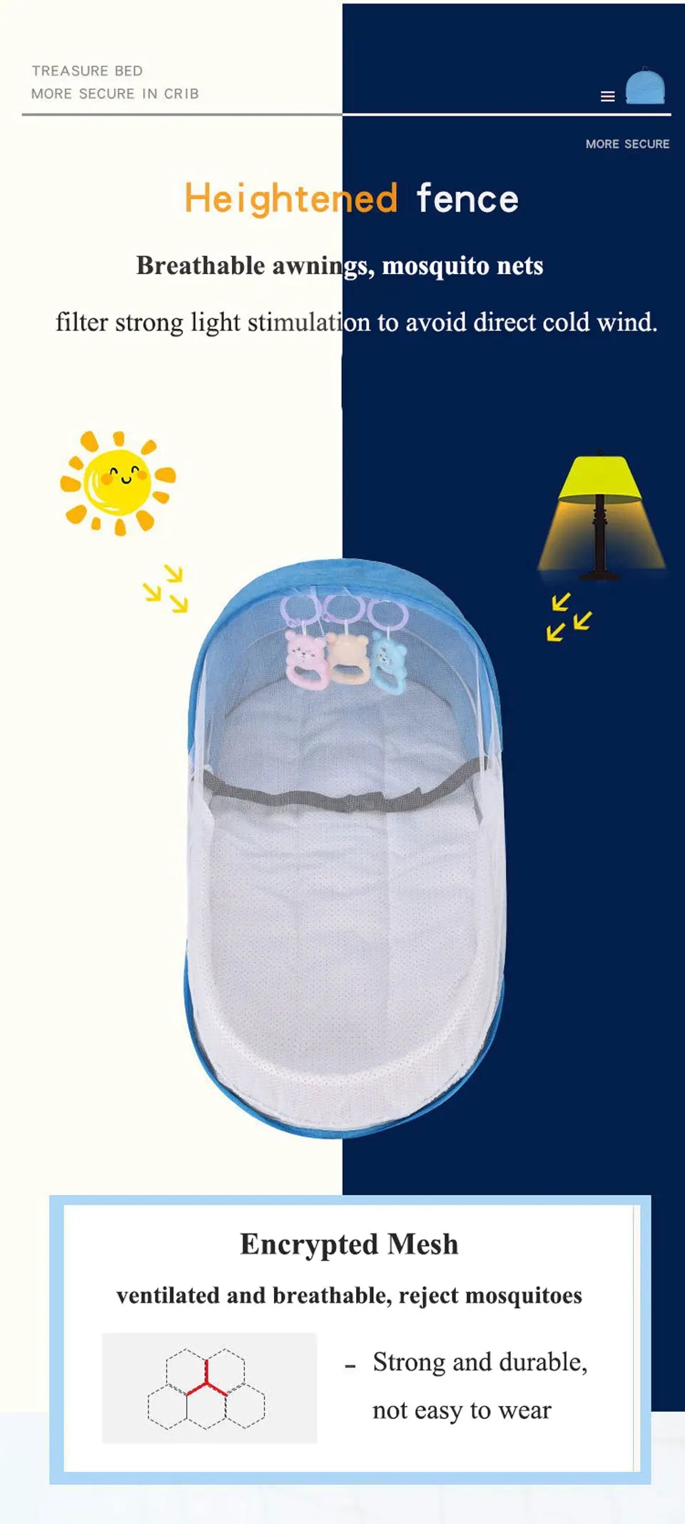 Nido de bebé de viaje multifunción, cuna portátil, plegable, para dormir, con Mosquito