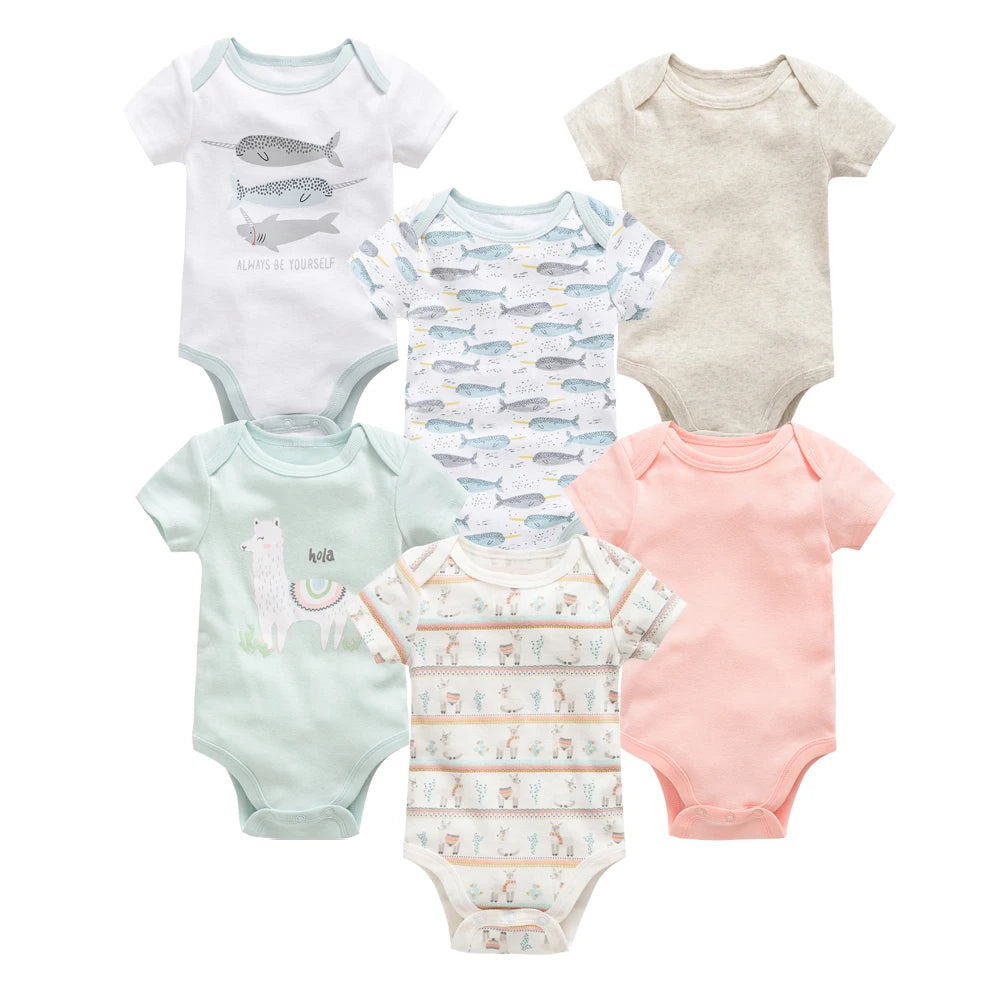 Kavkas, monos para niñas, 6/3 unidades/lote, ropa de algodón de verano para bebés, ropa de manga corta para recién nacidos, ropa para bebés de 0 a 3 meses