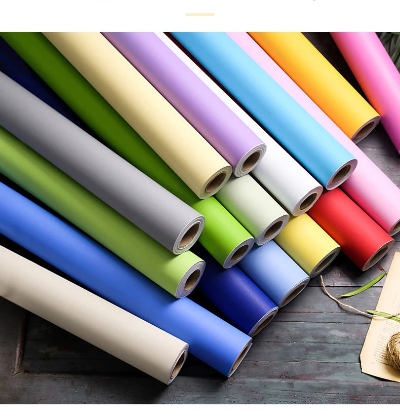 Papel tapiz mate de Color puro de PVC, autoadhesivo para dormitorio, impermeable, pegatina a prueba de humedad, película de renovación para muebles y armarios de escritorio