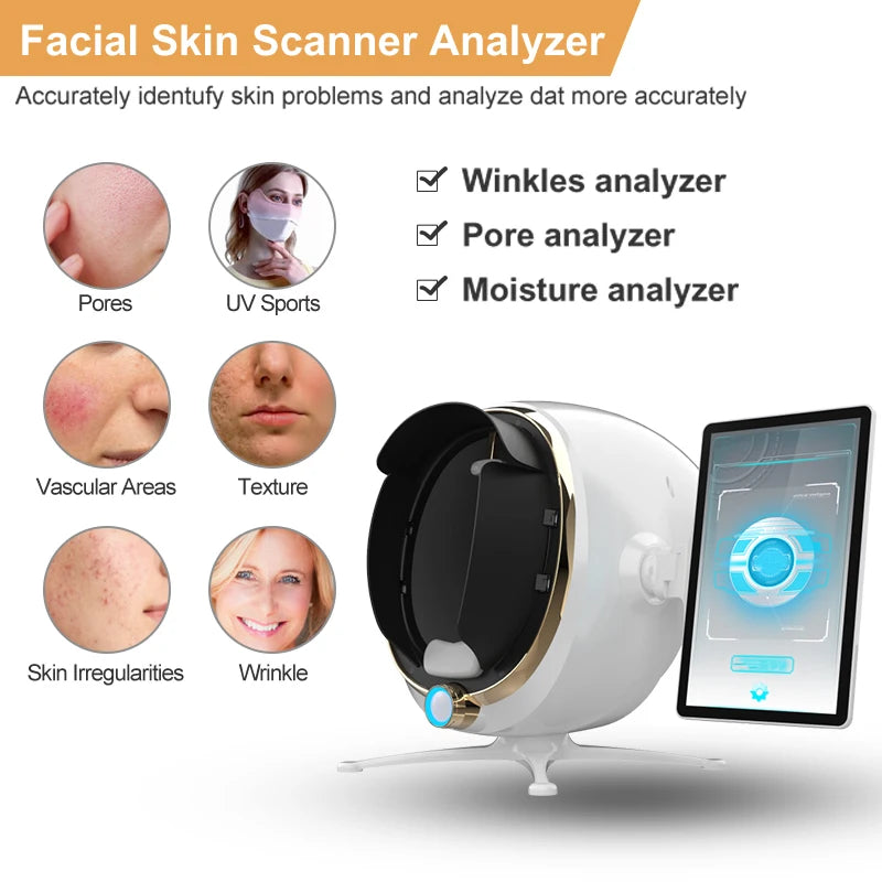 Escáner de piel 3D, analizador Facial, máquina de Monitor, espejo mágico, prueba portátil, Detector en inglés, análisis de prueba de cámara Facial