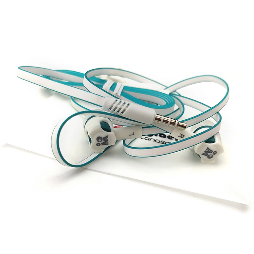 Auriculares Extra Bass con cable, auriculares de 3,5mm con micrófono, estilo fideos, auriculares deportivosки para Samsung