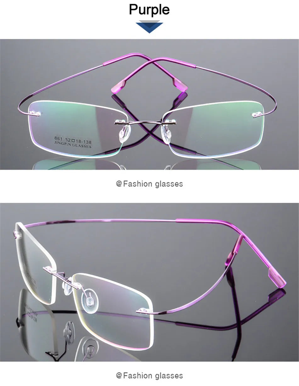 Gafas para miopía sin marco para hombre y mujer, lentes superelásticas con revestimiento verde, montura ultraligera, sin montura, 1,0-1,5-2,0 To-5,5