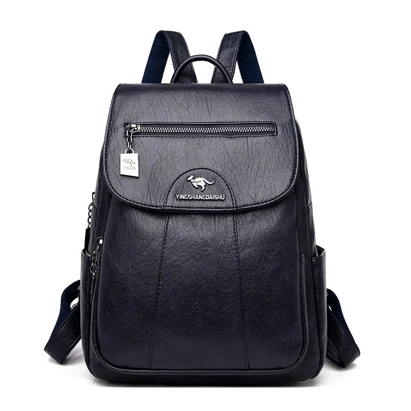 Mochila De cuero suave para mujer, bolso escolar de gran capacidad, de alta calidad, para viaje y ocio, 6 colores, color negro, novedad de 2024