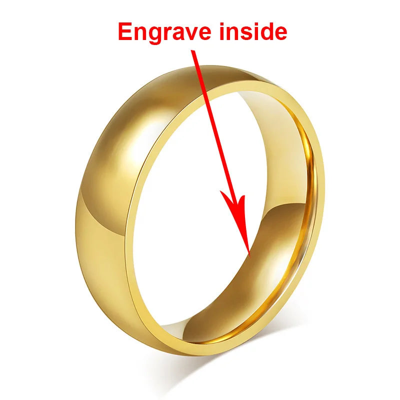 Vnox-Anillo de boda personalizado de acero inoxidable para hombres y mujeres, anillo central cepillado con borde biselado, banda negra, nombre grabado, letra, fecha