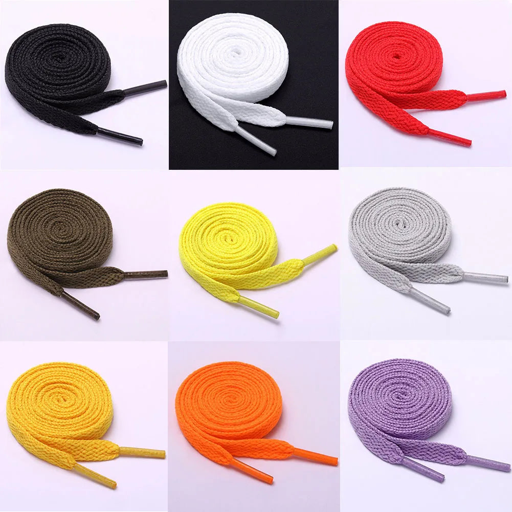 1 par de cordones de zapatos deportivos informales a la moda, cordones planos sólidos, cordones planos dobles, cordones de poliéster de alta calidad, 15 colores