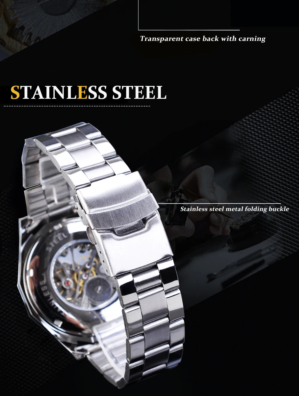Forsining-Reloj de acero inoxidable 2021 para hombre, accesorio masculino de pulsera resistente al agua con esqueleto, de marca superior de lujo, transparente, deportivo