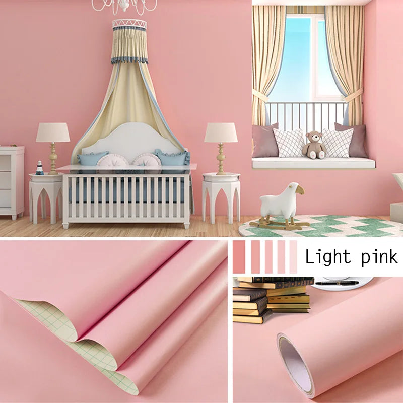 Papel tapiz impermeable de Color sólido, autoadhesivo para habitación, armario blanco y negro, pegatina de pared mate para muebles de cocina, ancho personalizable