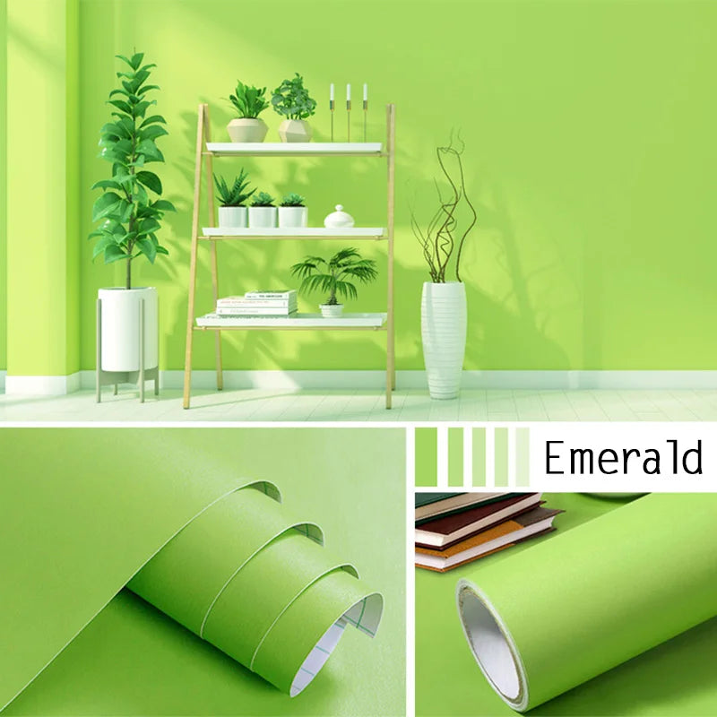 Papel tapiz impermeable de Color sólido, autoadhesivo para habitación, armario blanco y negro, pegatina de pared mate para muebles de cocina, ancho personalizable