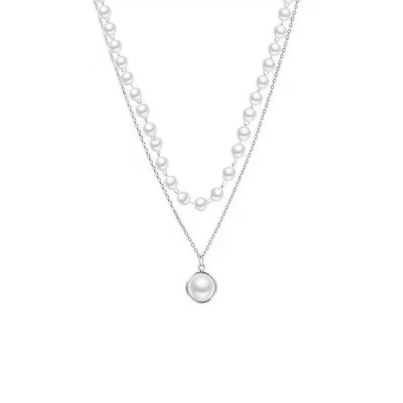 Gargantilla de perlas Kpop para mujer, collar con colgante de cadena de doble capa, regalo para niña, joyería, novedad de 2021