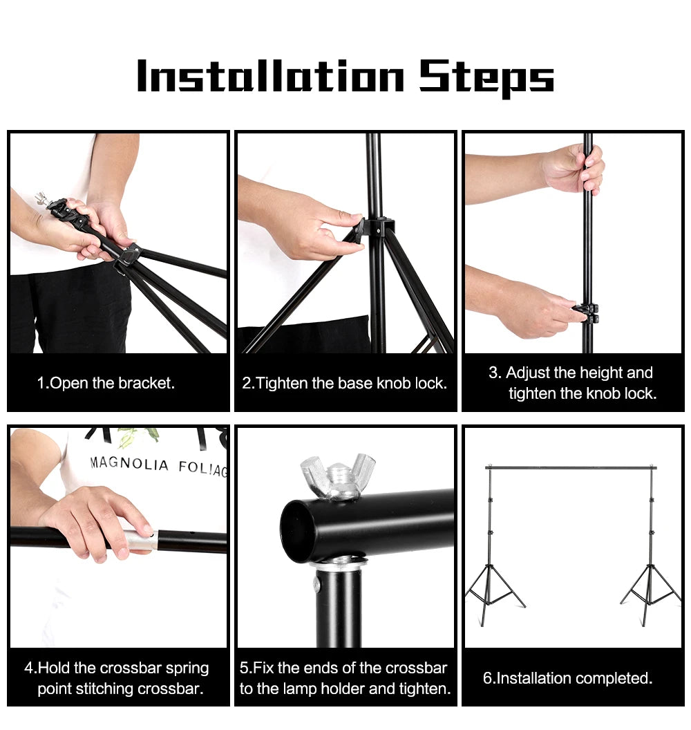 Soporte de fondo para estudio de vídeo y fotografía de 2,6x3M/8,5x10 pies, sistema de soporte de fondo telescópico ajustable con bolsa de transporte
