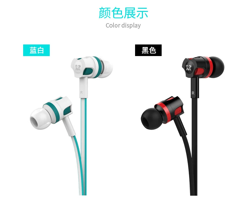 Auriculares Extra Bass con cable, auriculares de 3,5mm con micrófono, estilo fideos, auriculares deportivosки para Samsung