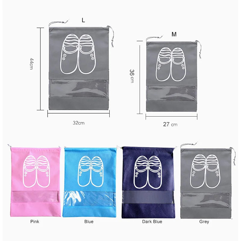 Organizador de zapatos Visible, bolsa de almacenamiento con cordón no tejido grueso a prueba de polvo, bolsa de viaje para ropa, bolsos de almacenamiento, 1/3/5 Uds.