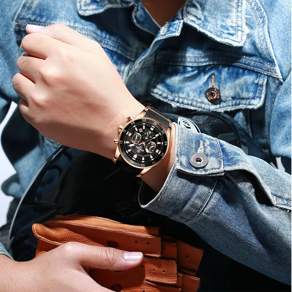 REWARD Relojes para hombre con esfera grande, marca de lujo, reloj deportivo resistente al agua, cronógrafo para hombre, reloj de cuarzo, relojes de pulsera con fecha automática
