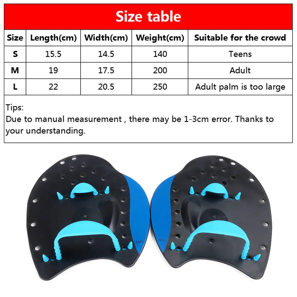 Paletas de natación profesionales, herramientas de corrección para práctica de natación, guantes palmeados de mano de silicona ajustables duraderos para adultos y niños