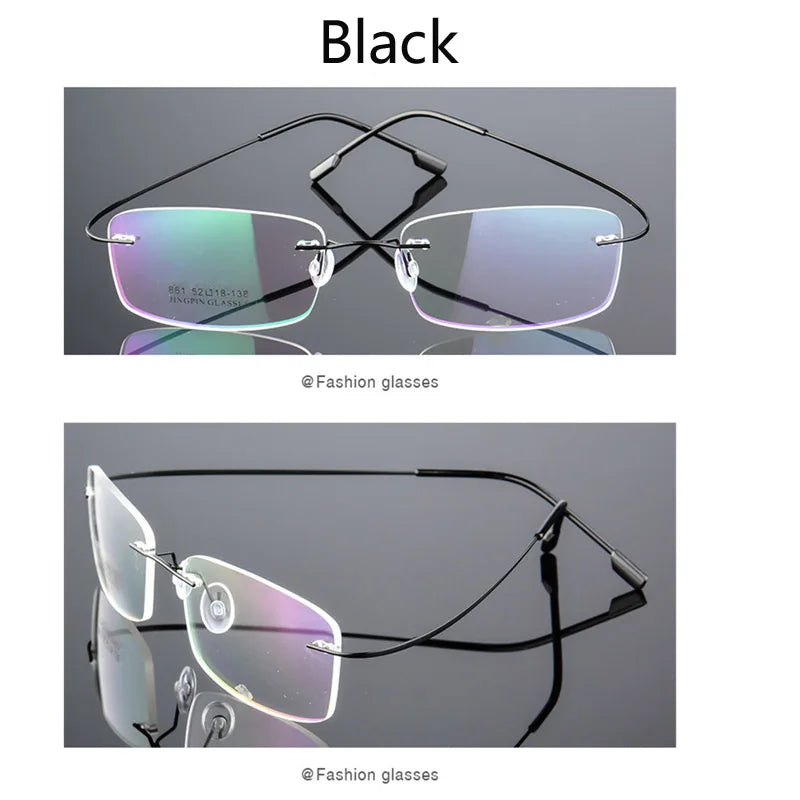 Gafas para miopía sin marco para hombre y mujer, lentes superelásticas con revestimiento verde, montura ultraligera, sin montura, 1,0-1,5-2,0 To-5,5