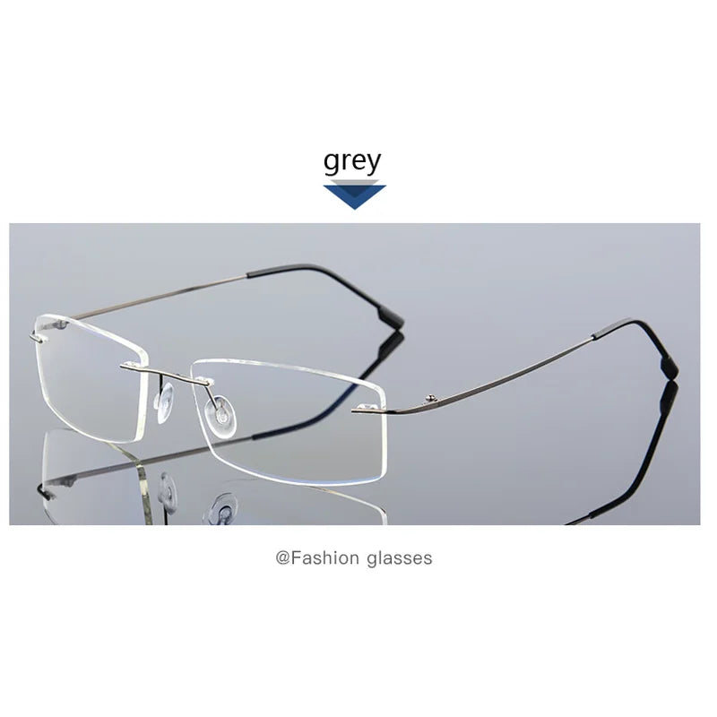 Gafas para miopía sin marco para hombre y mujer, lentes superelásticas con revestimiento verde, montura ultraligera, sin montura, 1,0-1,5-2,0 To-5,5
