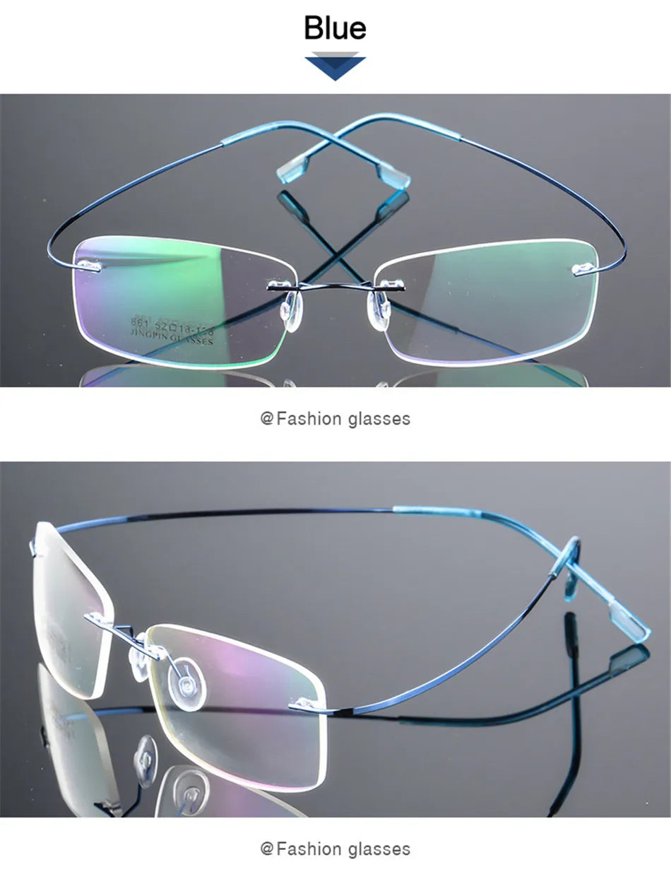 Gafas para miopía sin marco para hombre y mujer, lentes superelásticas con revestimiento verde, montura ultraligera, sin montura, 1,0-1,5-2,0 To-5,5