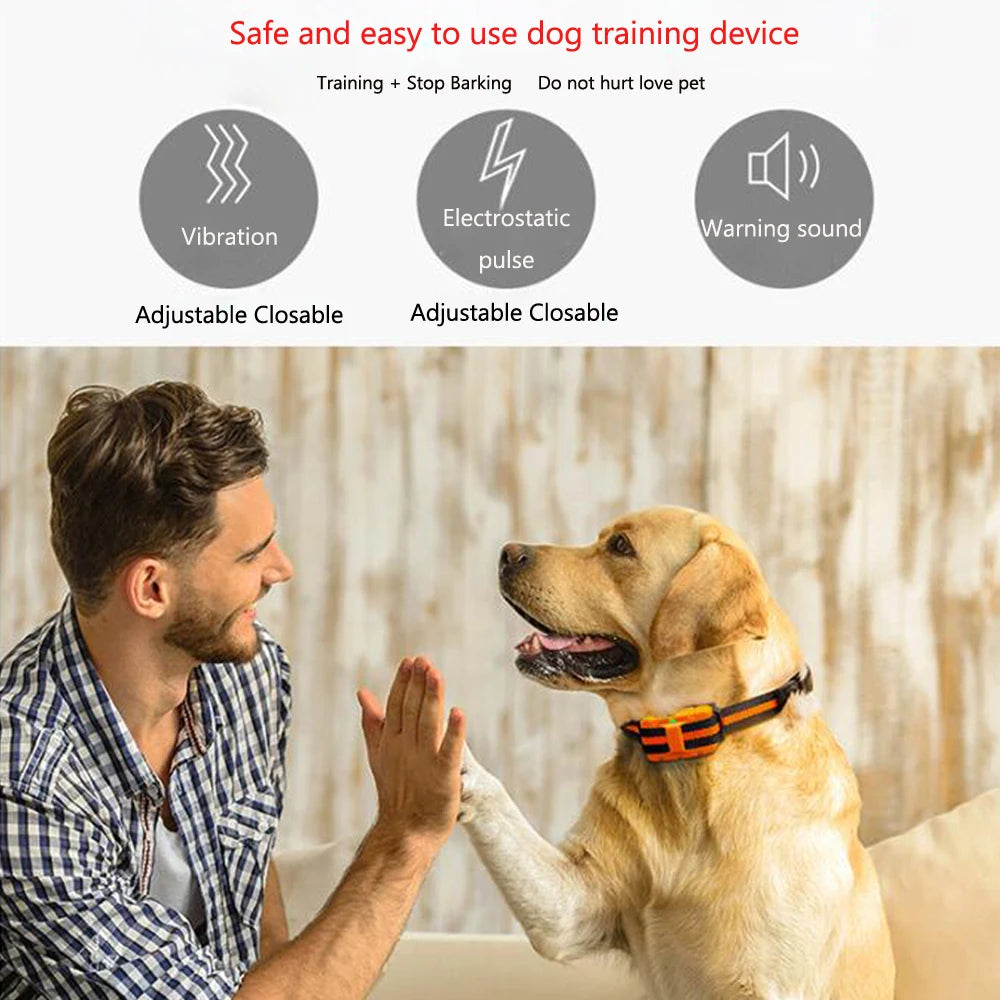Collar de entrenamiento para perros, tapón de ladridos eléctrico portátil con Control remoto, dispositivo de Entrenamiento de mascotas impermeable con pitido de descarga, 1 ud.