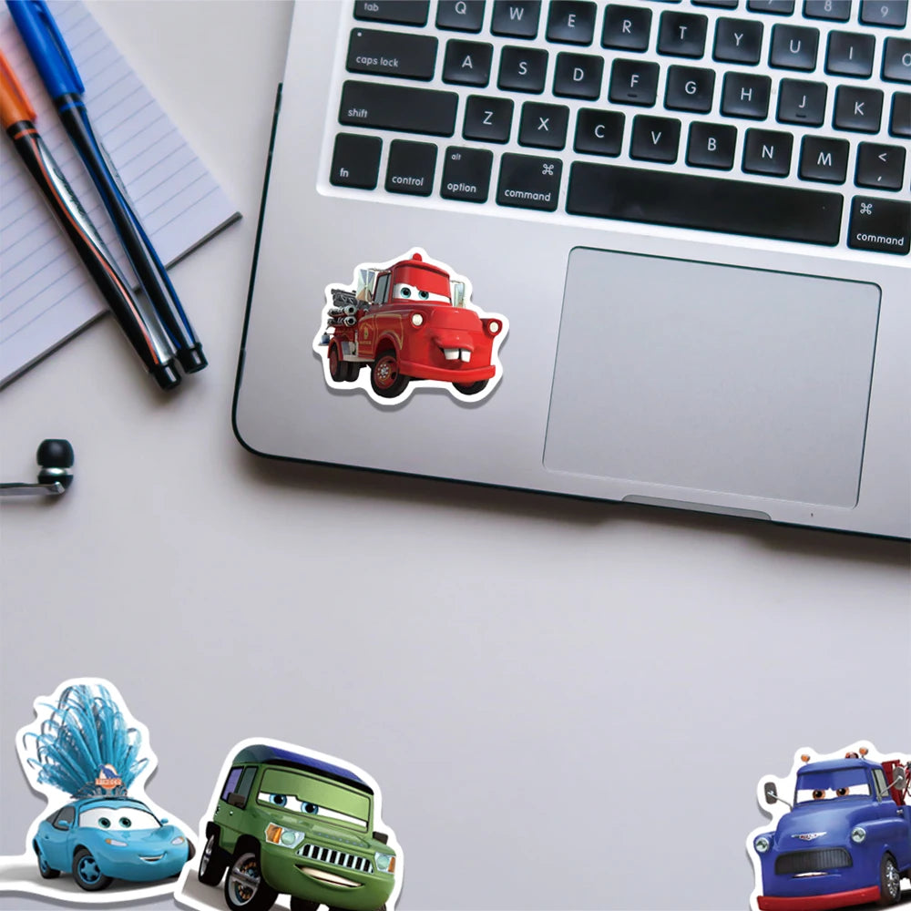 10/30/50 Uds. Disney coches de dibujos animados relámpago McQueen pegatinas monopatín DIY nevera motocicleta equipaje coche pegatina impermeable juguete