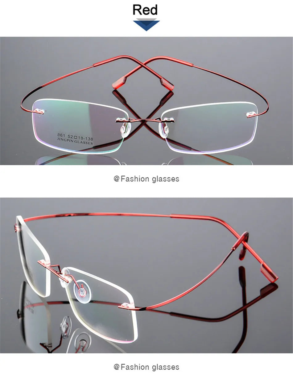 Gafas para miopía sin marco para hombre y mujer, lentes superelásticas con revestimiento verde, montura ultraligera, sin montura, 1,0-1,5-2,0 To-5,5