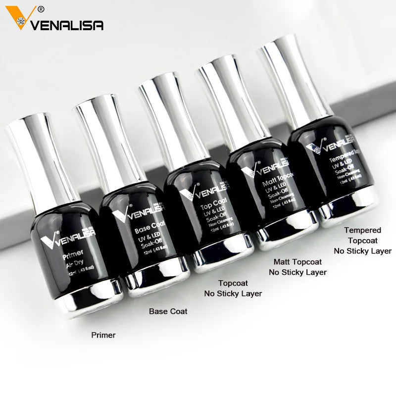 Venalisa-esmalte de Gel con purpurina, laca de Gel UV LED para manicura de uñas, autonivelante, supertextura, capa superior templada Nowipe, 12ml