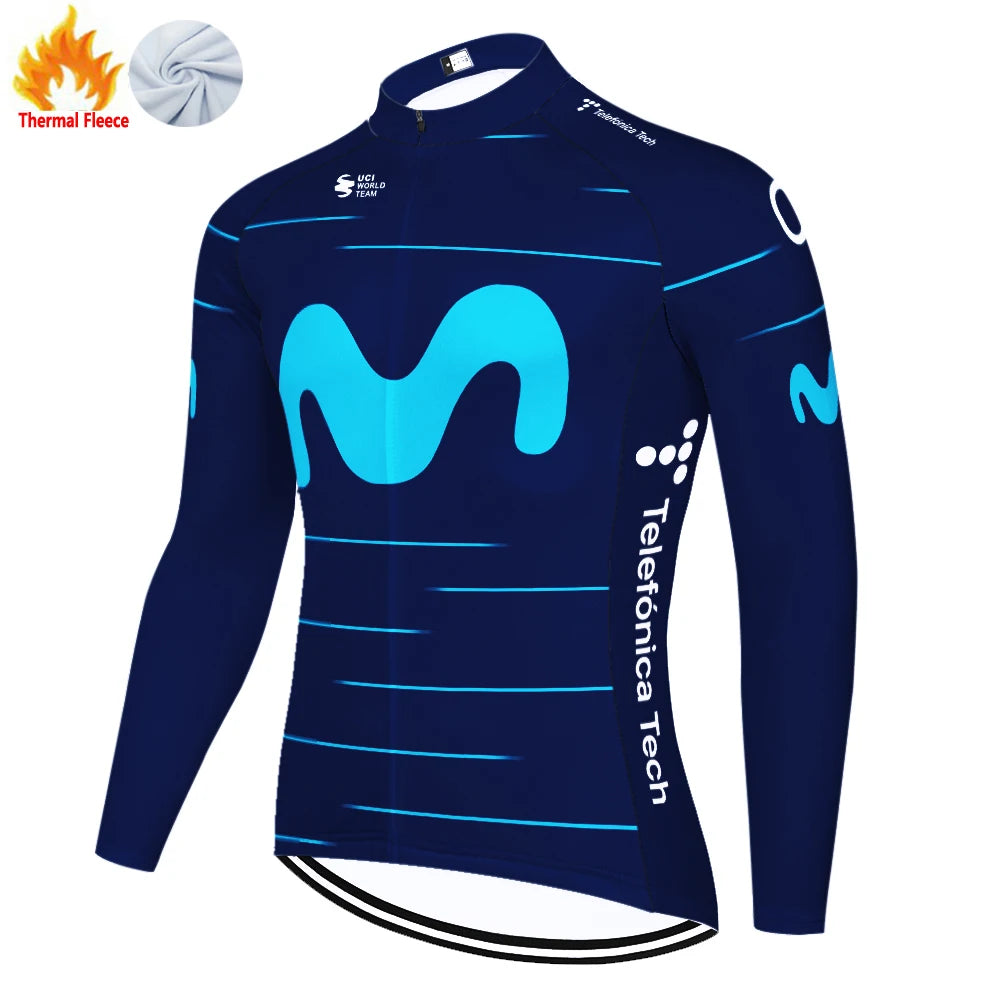 Nuevo invierno Movistar ciclismo jersey 2026 protear hombres manga larga bicicleta invierno maillot cyclisme homme