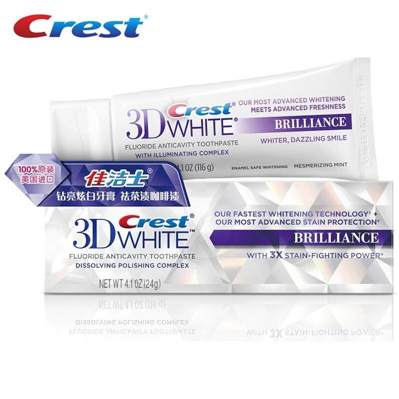 Crema dental Crest 3D, blanqueador de dientes, esmalte seguro vibrante, exprimidores de tubo de menta, 3 tipos de pasta de dientes