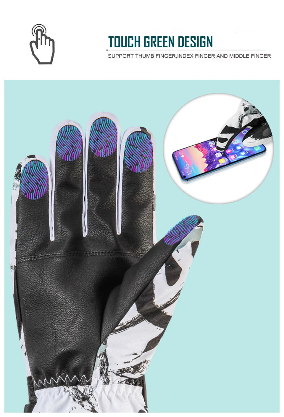 CoolFit hombres mujeres guantes de esquí ultraligeros impermeables guantes cálidos de invierno guantes de Snowboard motociclismo nieve guantes impermeables