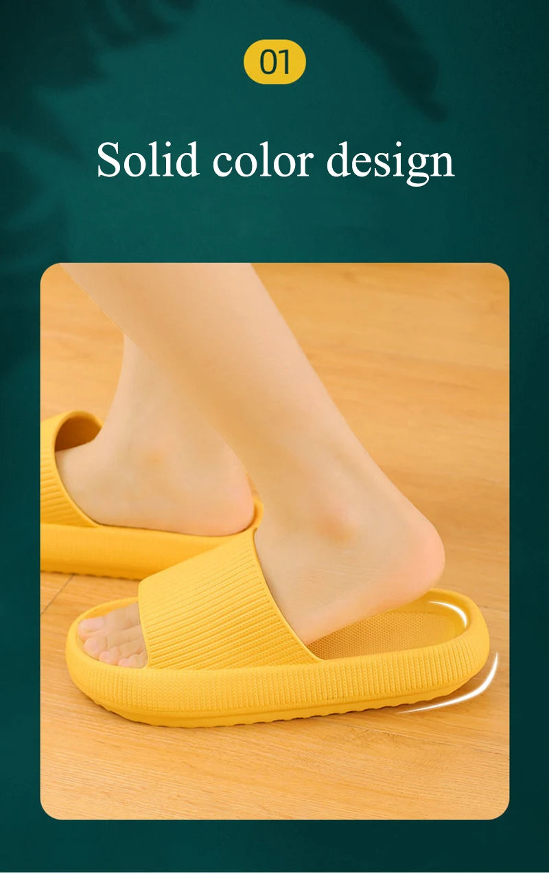 Zapatillas de nube con plataforma gruesa para mujer, sandalias deslizantes con almohada de suela blanda Eva para interior del hogar, chanclas de playa antideslizantes de verano 2025