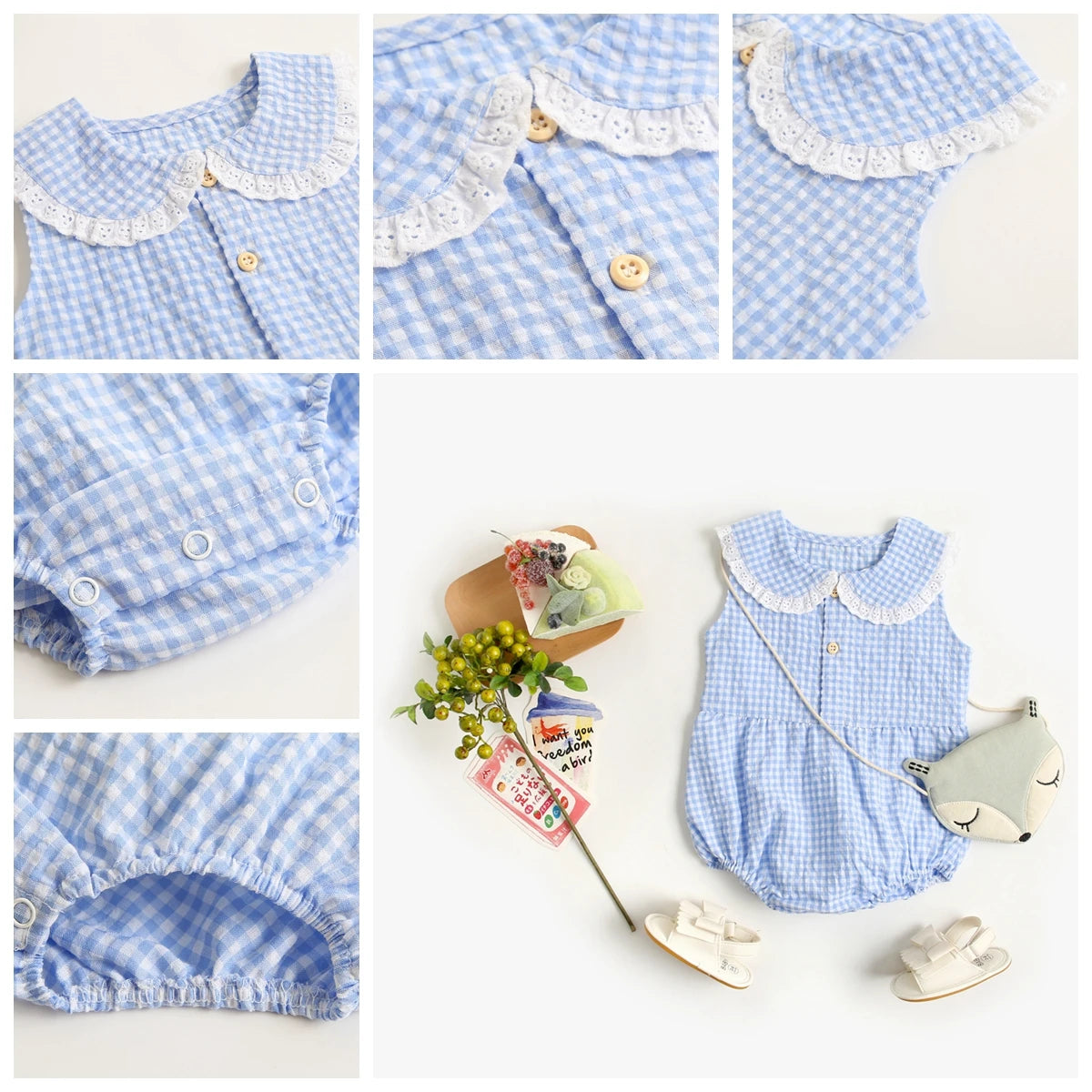 Sanlutoz-Body de algodón para bebé, ropa a cuadros bonita para recién nacido, monos infantiles de princesa sin mangas para niña pequeña
