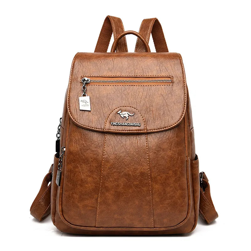 Mochila De cuero suave para mujer, bolso escolar de gran capacidad, de alta calidad, para viaje y ocio, 6 colores, color negro, novedad de 2024
