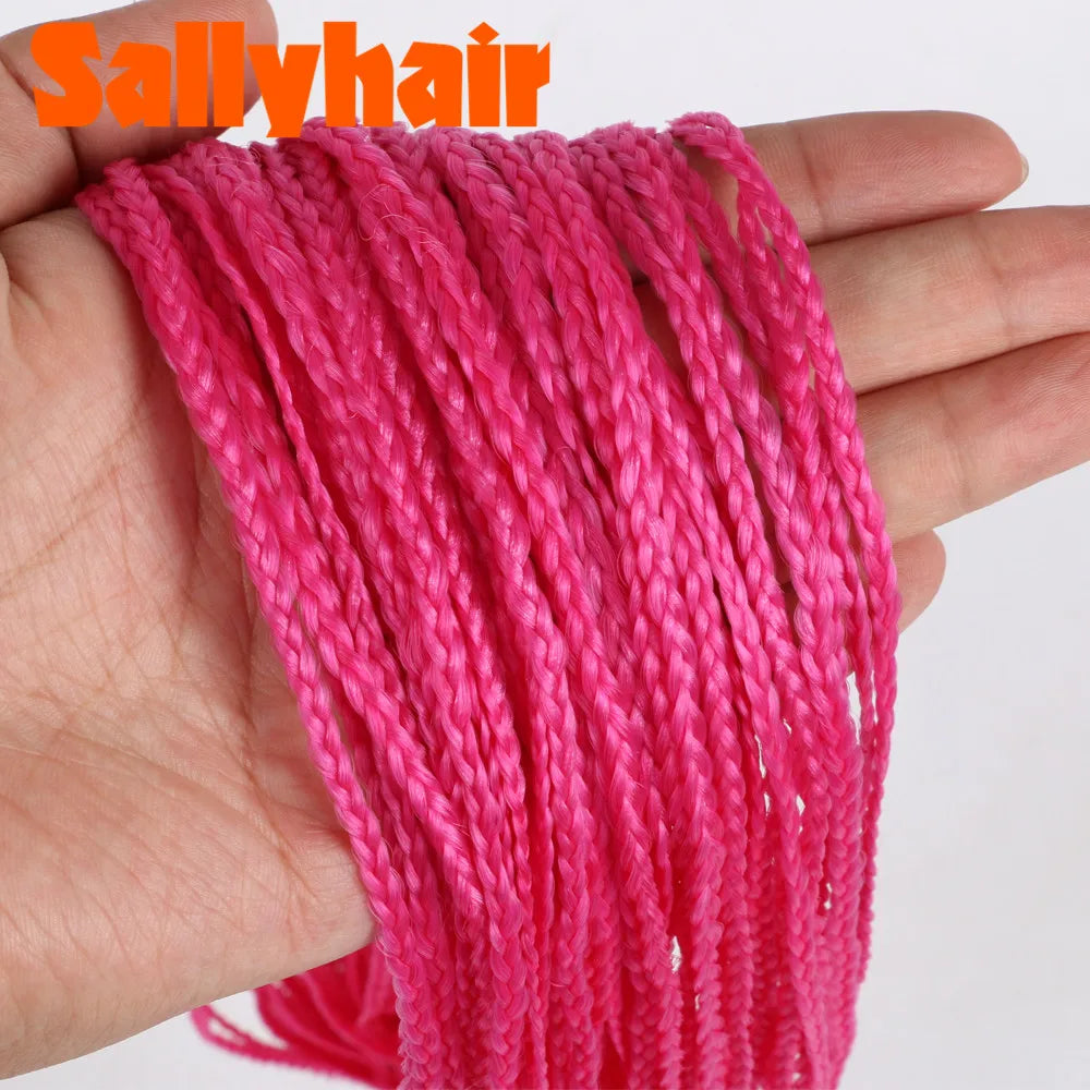 Sallyhair-trenzas sintéticas Zizi Box, trenzas delgadas de ganchillo, cabello Eunice, extensiones de cabello trenzado Zizi de colores, cabello marrón y negro