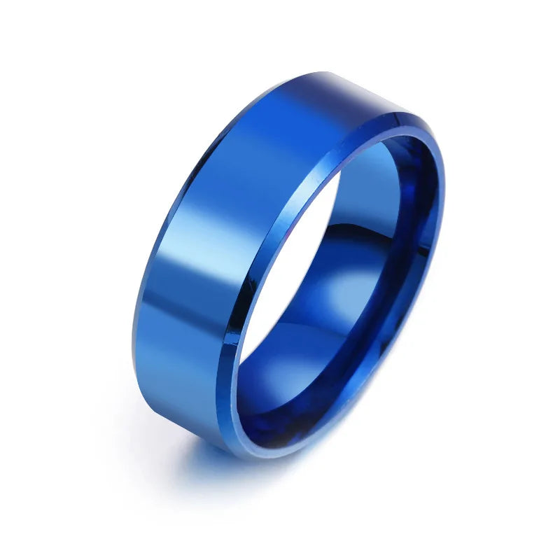 Anillo de joyería con dijes de moda para hombres y mujeres, anillos negros de acero inoxidable, banda de compromiso de boda, espejo de calidad, joyería masculina personalizada