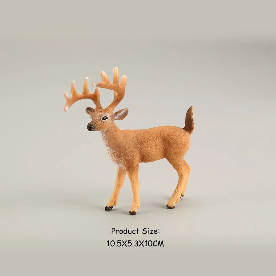 Juego de figuritas de ciervo de alce de simulación, juguete de Cervatillo de cola blanca, modelo de Animal del bosque, figuras familiares, juguetes Toppers de pastel