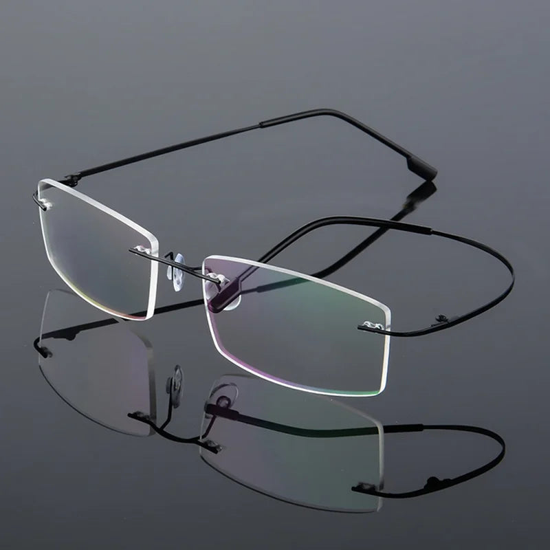Gafas para miopía sin marco para hombre y mujer, lentes superelásticas con revestimiento verde, montura ultraligera, sin montura, 1,0-1,5-2,0 To-5,5