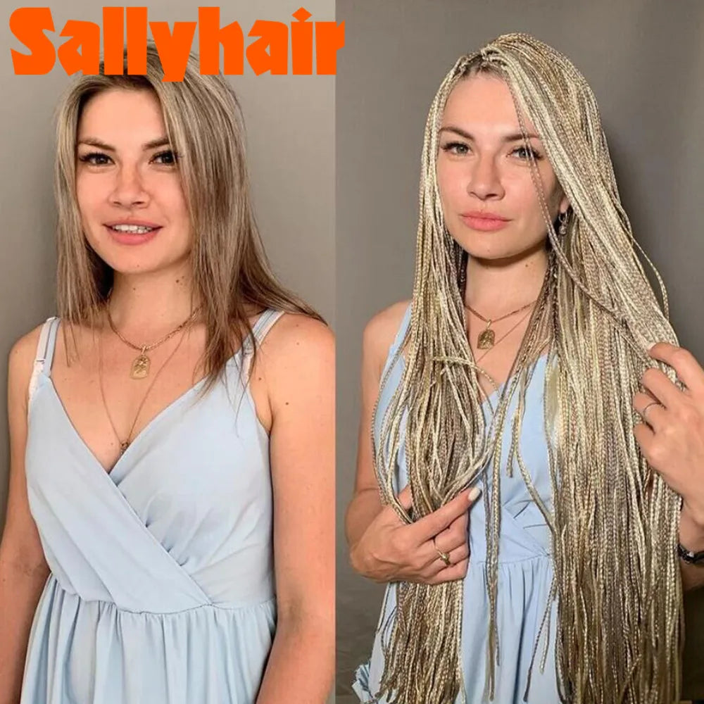 Sallyhair-trenzas sintéticas Zizi Box, trenzas delgadas de ganchillo, cabello Eunice, extensiones de cabello trenzado Zizi de colores, cabello marrón y negro