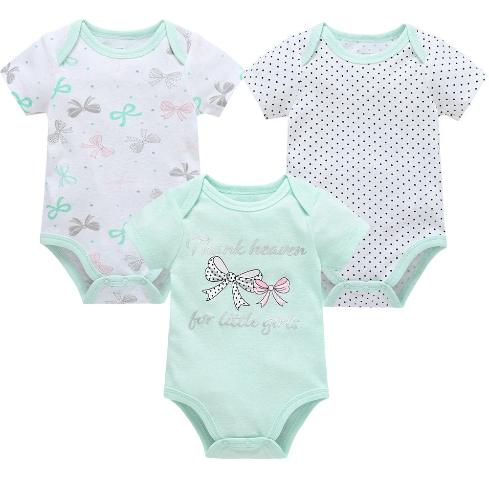 Kavkas, monos para niñas, 6/3 unidades/lote, ropa de algodón de verano para bebés, ropa de manga corta para recién nacidos, ropa para bebés de 0 a 3 meses