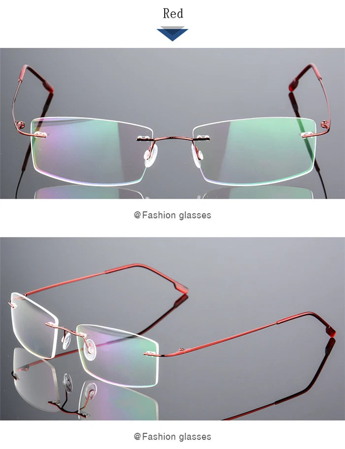 Gafas para miopía sin marco para hombre y mujer, lentes superelásticas con revestimiento verde, montura ultraligera, sin montura, 1,0-1,5-2,0 To-5,5