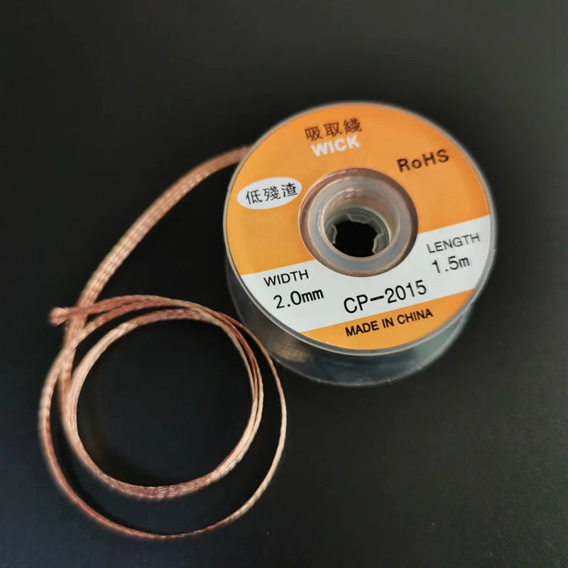 Cables de soldadura de 2,0mm, 3,5mm, 1,5 M, herramienta de reparación de alambre de mecha, removedor de soldadura trenzada, 1 unidad
