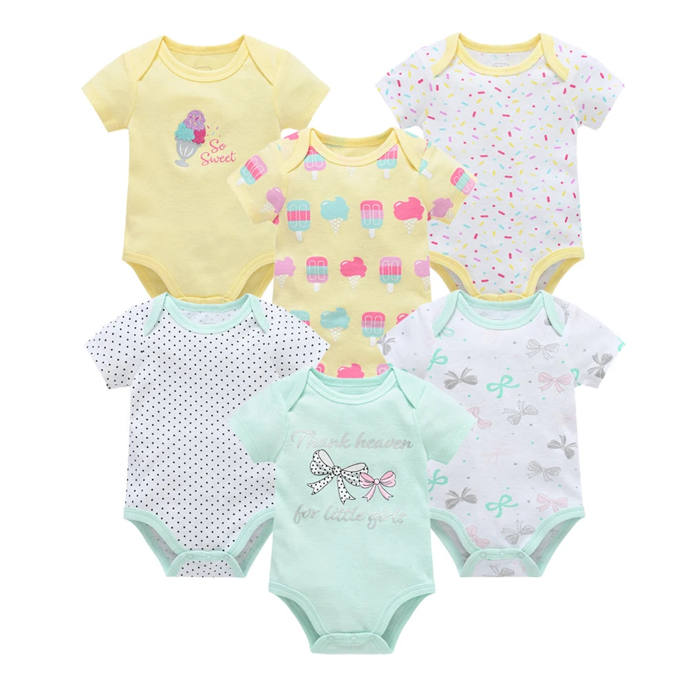 Kavkas, monos para niñas, 6/3 unidades/lote, ropa de algodón de verano para bebés, ropa de manga corta para recién nacidos, ropa para bebés de 0 a 3 meses